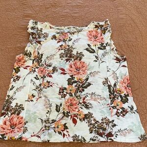 Loft XLP Floral Ruffle Sleeve Tee